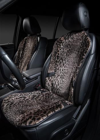14 949 р. Накидка на сиденье (1 место Р. 7415 натур. мех) Меховая Lord Autofashion   (рысь-леопард на коричневом, строчка чёрная)  с доставкой в г. Воронеж. Увеличить фотографию 4
