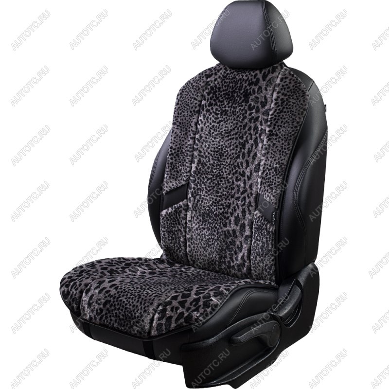 1 000 000 р. Накидка на сиденье (1 место Р. 6217 натур. мех) Меховая Lord Autofashion   (рысь-леопард на сером, строчка чёрная)  с доставкой в г. Воронеж