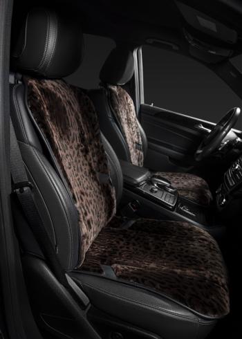 14 949 р. Накидка на сиденье (1 место Р. 7519 натур. мех) Меховая Lord Autofashion   (орех-леопард, строчка черная)  с доставкой в г. Воронеж. Увеличить фотографию 2