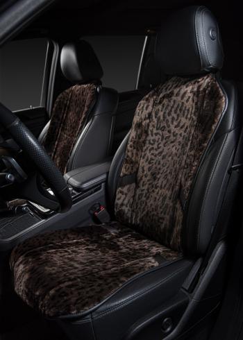 14 949 р. Накидка на сиденье (1 место Р. 7519 натур. мех) Меховая Lord Autofashion   (орех-леопард, строчка черная)  с доставкой в г. Воронеж. Увеличить фотографию 4