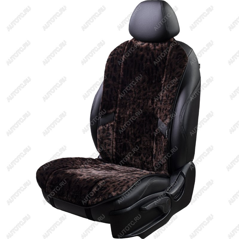 14 949 р. Накидка на сиденье (1 место Р. 7519 натур. мех) Меховая Lord Autofashion   (орех-леопард, строчка черная)  с доставкой в г. Воронеж