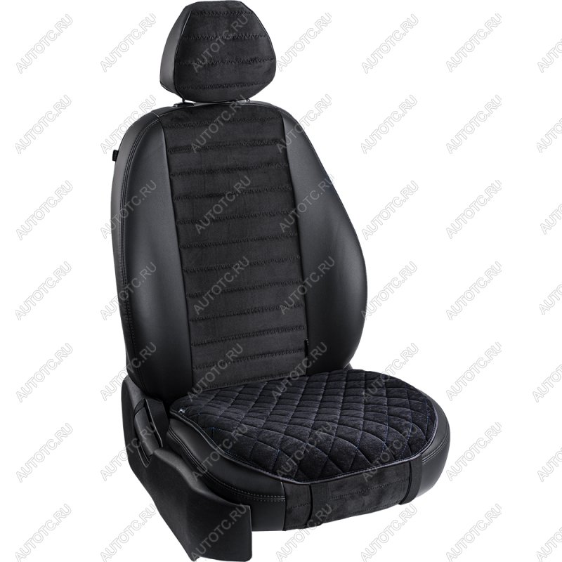 929 р. Подушка-комфорт ст РОМБ (Софа) Lord Autofashion   (черный, строчка синяя)  с доставкой в г. Воронеж