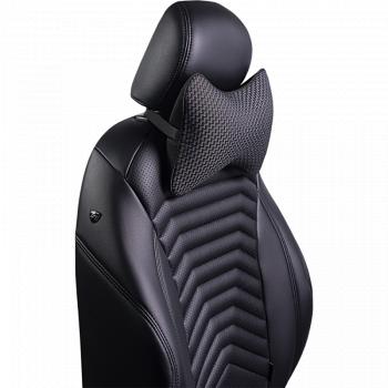 287 р. Подушка-косточка (жаккард) Lord Autofashion   (черный, строчка Зигзаг серая)  с доставкой в г. Воронеж. Увеличить фотографию 6