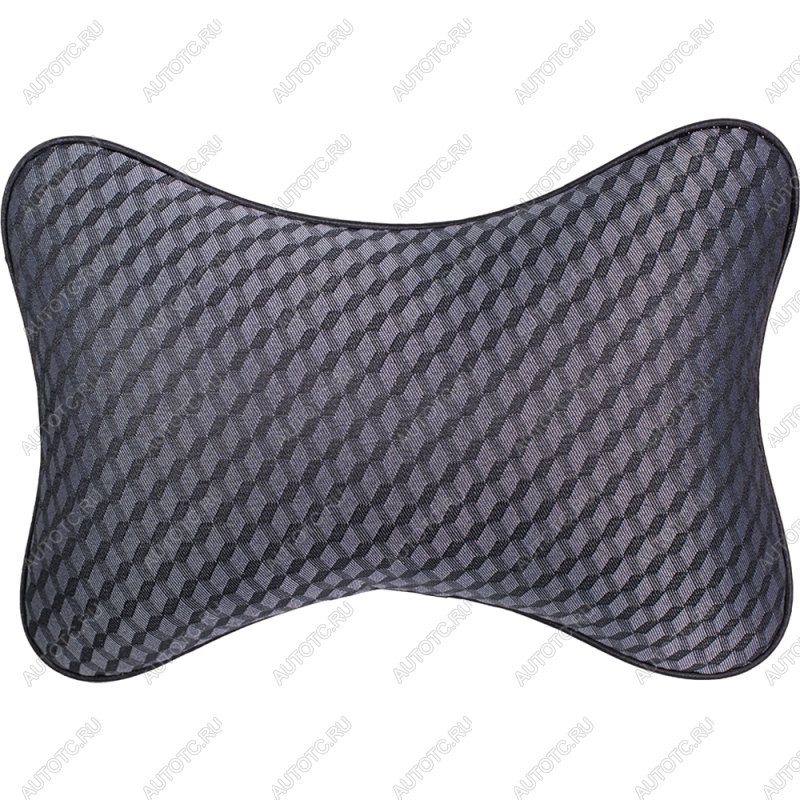 287 р. Подушка-косточка (жаккард) Lord Autofashion   (черный, строчка Ромб 3D серая)  с доставкой в г. Воронеж