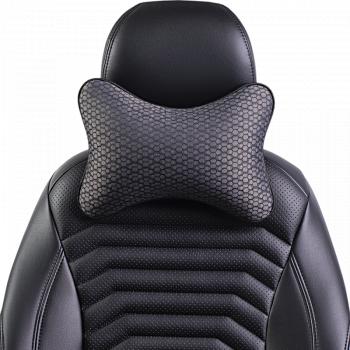 287 р. Подушка-косточка (жаккард) Lord Autofashion   (черный, строчка Соты серая)  с доставкой в г. Воронеж. Увеличить фотографию 4