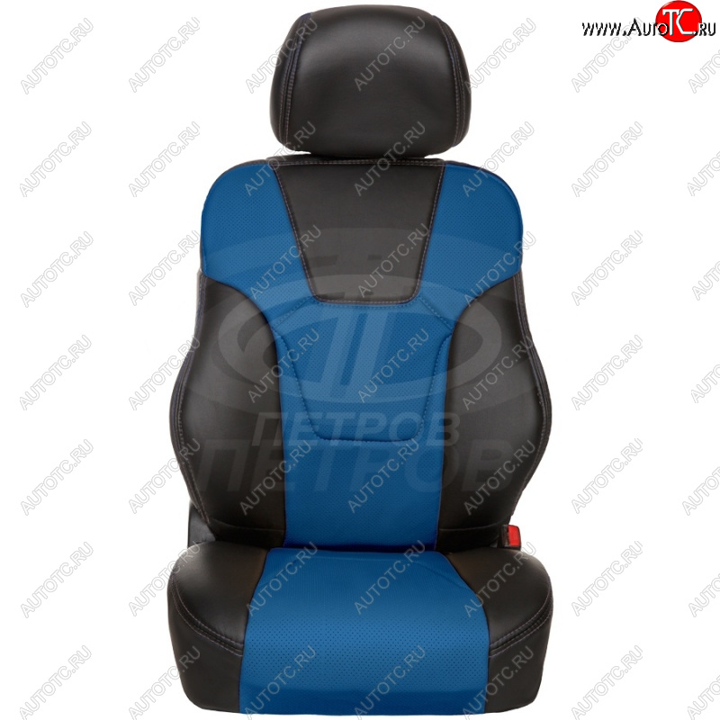 5 849 р. Комплект универсальных чехлов (экокожа) R.SPORT PLUS   (чёрный/синий)  с доставкой в г. Воронеж