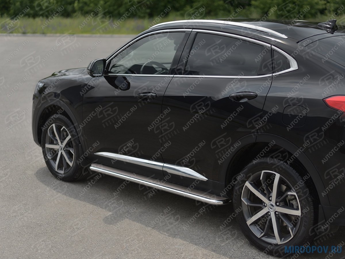 31 849 р. Пороги труба d42 с листом SLITKOFF  Haval F7x (2022-2024) рестайлинг (лист нержавейка, проф. нержавейка)  с доставкой в г. Воронеж