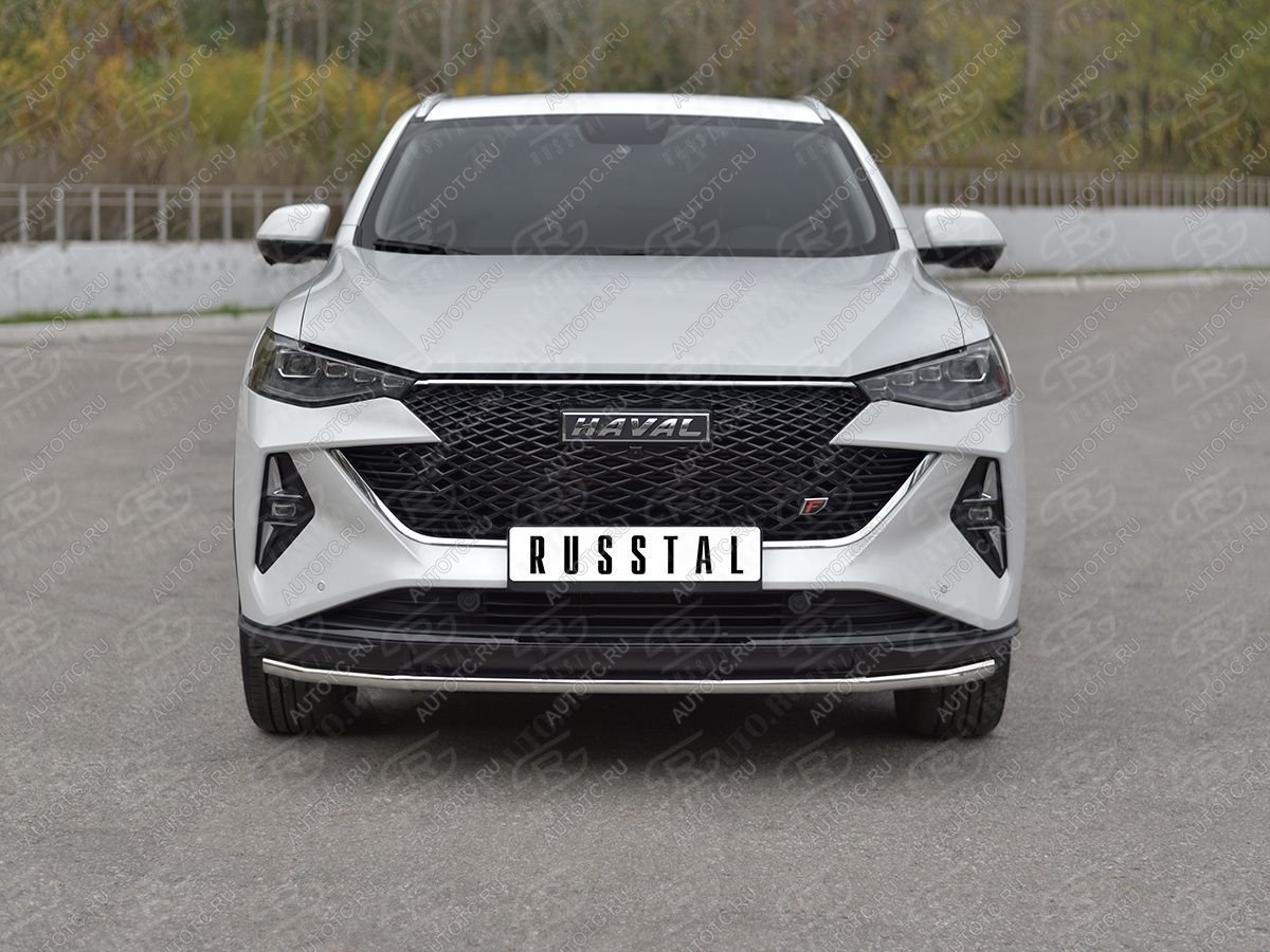 11 749 р. Защита переднего бампера d42 секции SLITKOFF  Haval F7x (2022-2024) рестайлинг (нержавейка полированная)  с доставкой в г. Воронеж