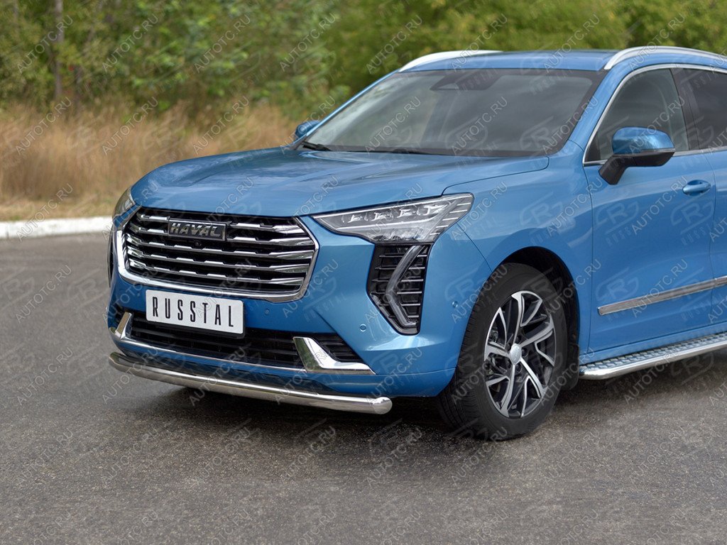 11 199 р. Защита переднего бампера d63 секции (кроме COMFORT) SLITKOFF  Haval Jolion (2020-2024) дорестайлинг (нержавейка полированная)  с доставкой в г. Воронеж