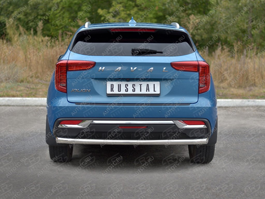 11 749 р. Защита заднего бампера d63 секции SLITKOFF  Haval Jolion (2020-2024) дорестайлинг (нержавейка полированная)  с доставкой в г. Воронеж