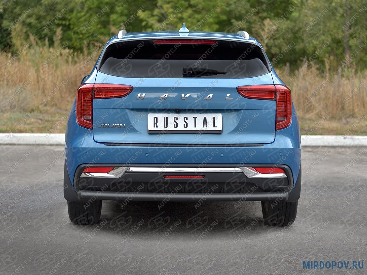 8 799 р. Защита заднего бампера d63 секции SLITKOFF  Haval Jolion (2020-2024) дорестайлинг (нержавейка окрашенная в черный цвет)  с доставкой в г. Воронеж