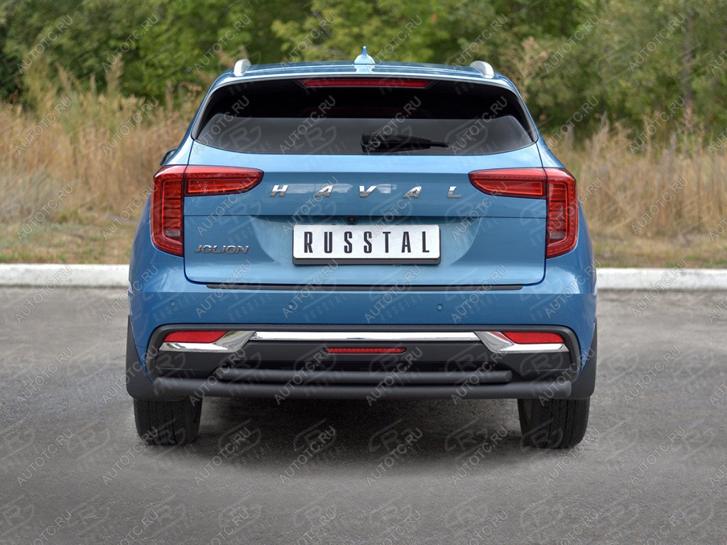 12 949 р. Защита заднего бампера d63*42 дуга SLITKOFF  Haval Jolion (2020-2024) дорестайлинг (нержавейка окрашенная в черный цвет)  с доставкой в г. Воронеж
