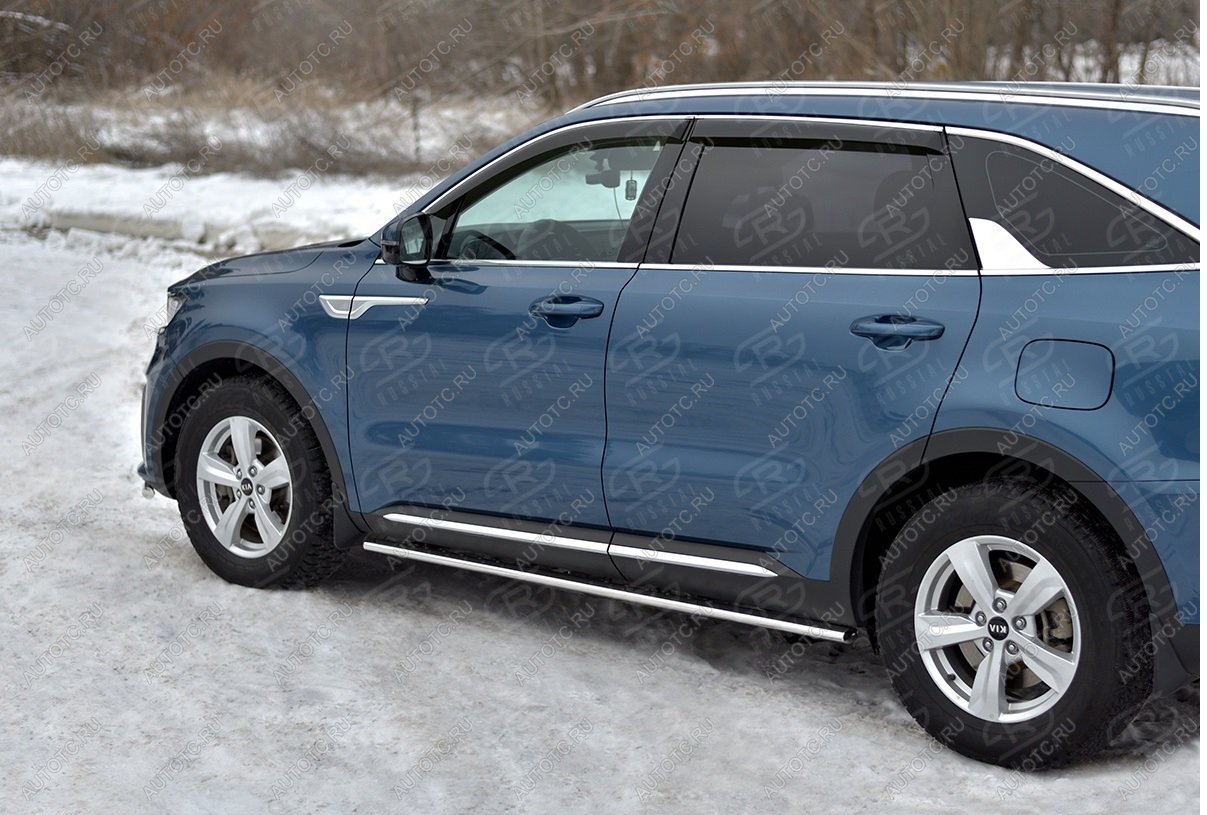 22 999 р. Пороги труба d42 с листом SLITKOFF  KIA Sorento  MQ4 (2020-2022) (лист алюминиевый)  с доставкой в г. Воронеж