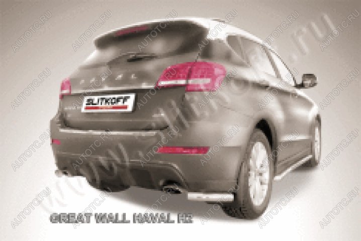 6 499 р. Защита заднего бампера уголки d57 Slitkoff Haval H2 (2017-2021) (Сталь с полимерным покрытием в цвет серебристый)  с доставкой в г. Воронеж