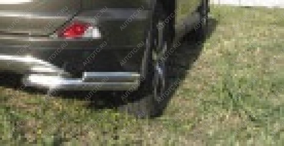 6 899 р. Защита заднего бампера уголки d57+d42 двойные Slitkoff  Hyundai Tucson  JM (2004-2010) (Сталь с полимерным покрытием в цвет серебристый)  с доставкой в г. Воронеж