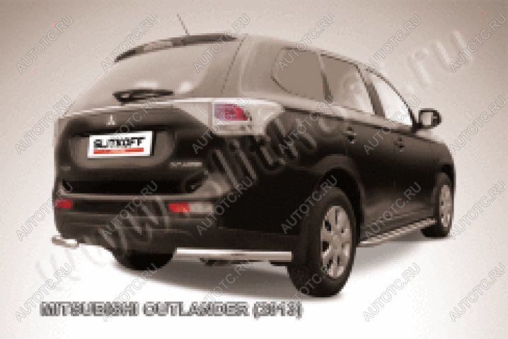 6 349 р. Защита заднего бампера уголки d57 Slitkoff Mitsubishi Outlander GF дорестайлинг (2012-2014) (Сталь с полимерным покрытием в цвет серебристый)  с доставкой в г. Воронеж