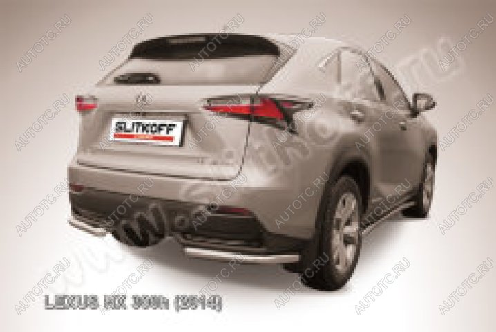 9 849 р. Защита заднего бампера уголки d57 Slitkoff Lexus NX300h Z10 дорестайлинг (2014-2017) (нержавейка полированная)  с доставкой в г. Воронеж