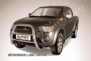 Защита переднего бампера кенгурятник d76 высокий (Triton) Slitkoff Mitsubishi L200 4  дорестайлинг (2006-2014)