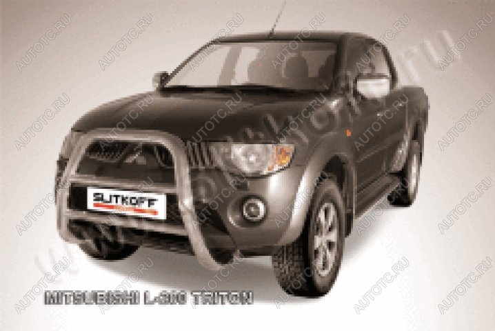 38 999 р. Защита переднего бампера кенгурятник d76 высокий (Triton) Slitkoff  Mitsubishi L200  4 (2006-2014)  дорестайлинг (нержавейка полированная)  с доставкой в г. Воронеж