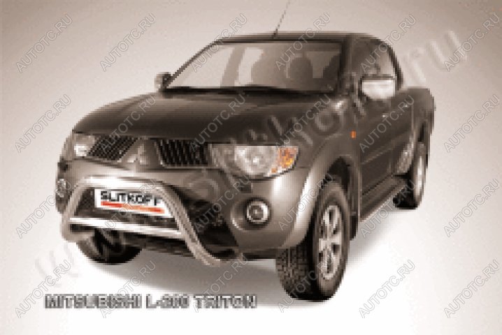 33 699 р. Защита переднего бампера кенгурятник d76 низкий (Triton) Slitkoff  Mitsubishi L200  4 (2006-2014)  дорестайлинг (нержавейка полированная)  с доставкой в г. Воронеж