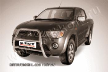 25 999 р.  Защита переднего бампера кенгурятник d57 высокий (Triton) Slitkoff  Mitsubishi L200  4 (2006-2014)  дорестайлинг (нержавейка полированная)  с доставкой в г. Воронеж. Увеличить фотографию 1