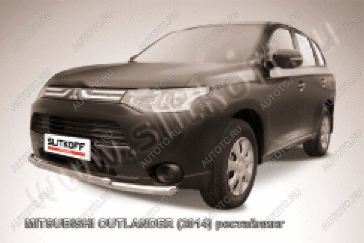 13 899 р. Защита переднего бампера d57+d42 двойная Slitkoff  Mitsubishi Outlander  GF (2014-2016) 1-ый рестайлинг (нержавейка полированная)  с доставкой в г. Воронеж