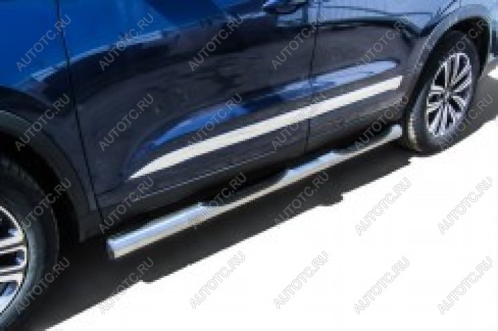 17 699 р. Защита порогов d76 с проступями Slitkoff  Mitsubishi Outlander  GF (2014-2016) 1-ый рестайлинг (нержавейка полированная)  с доставкой в г. Воронеж