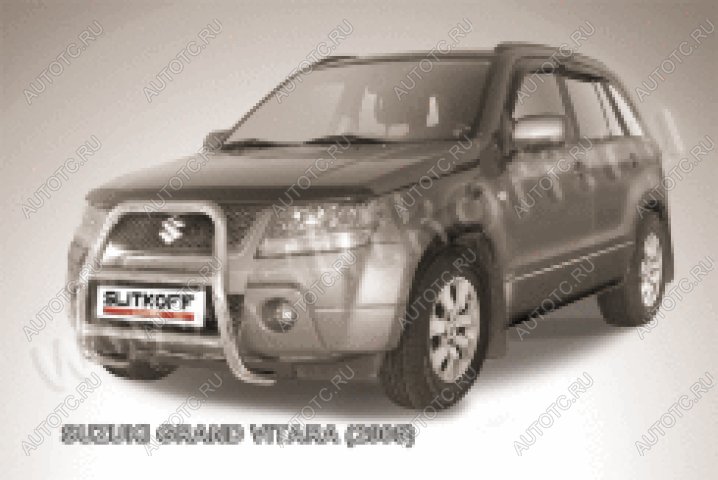 26 399 р. Защита переднего бампера кенгурятник d57 высокий Slitkoff  Suzuki Grand Vitara ( JT 5 дверей,  JT 3 двери) (2005-2008) дорестайлинг (нержавейка полированная)  с доставкой в г. Воронеж