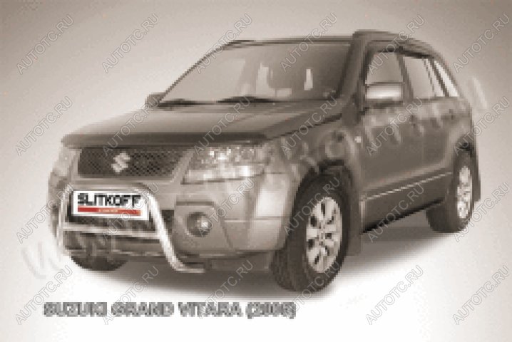 24 449 р. Защита переднего бампера кенгурятник d57 низкий Slitkoff  Suzuki Grand Vitara ( JT 5 дверей,  JT 3 двери) (2005-2008) дорестайлинг (нержавейка полированная)  с доставкой в г. Воронеж