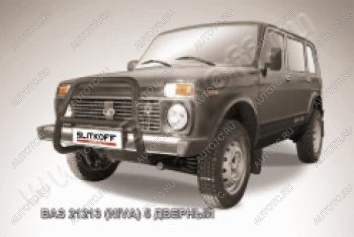 13 549 р. Защита переднего бампера кенгурятник d57 высокий Slitkoff  Лада нива 4х4  2131 (1993-2019) 5 дв. дорестайлинг (Сталь с полимерным покрытием в цвет черный)  с доставкой в г. Воронеж