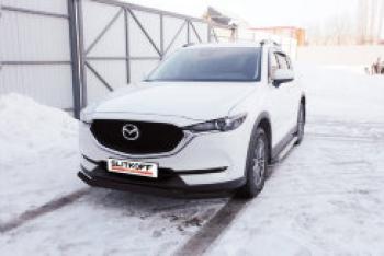 10 699 р. Защита переднего бампера d57+d42 двойная Slitkoff  Mazda CX-5  KF (2016-2025) (  Сталь с полимерным покрытием в цвет черный)  с доставкой в г. Воронеж. Увеличить фотографию 1