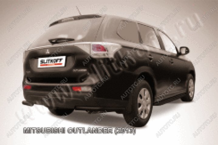 6 349 р. Защита заднего бампера уголки d57 Slitkoff Mitsubishi Outlander GF дорестайлинг (2012-2014) ( Сталь с полимерным покрытием в цвет черный)  с доставкой в г. Воронеж