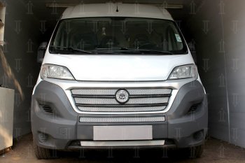 4 299 р. Защитная сетка в бампер (низ, 2 части, ячейка 3х7 мм) Alfeco Стандарт Fiat Ducato 290 (2014-2025) (Хром)  с доставкой в г. Воронеж. Увеличить фотографию 2