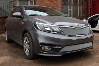 3 149 р. Защитная сетка в бампер (низ, ячейка 3х7 мм) Alfeco Стандарт  KIA Rio  3 QB (2015-2017) рестайлинг седан, хэтчбек 5 дв. рестайлинг (Хром)  с доставкой в г. Воронеж. Увеличить фотографию 2