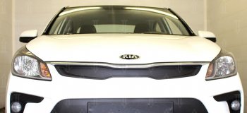 3 179 р. Защитная сетка в бампер (верх, заглушка без сот) Alfeco Стандарт KIA Rio 4 FB дорестайлинг седан (2016-2020) (Чёрная)  с доставкой в г. Воронеж. Увеличить фотографию 2