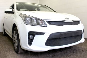 3 149 р. Защитная сетка в бампер (низ, ячейка 3х7 мм) Alfeco Стандарт  KIA Rio  4 FB (2016-2020) дорестайлинг седан (Чёрная)  с доставкой в г. Воронеж. Увеличить фотографию 3