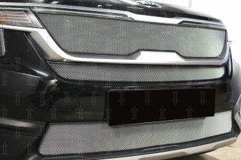 2 899 р. Защитная сетка в бампер (низ, с датчиком SCC, ячейка 3х7 мм) Alfeco Стандарт KIA Seltos (2019-2025) (Хром)  с доставкой в г. Воронеж. Увеличить фотографию 4