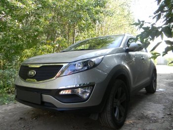 2 769 р. Защитная сетка в бампер (низ, ячейка 3х7 мм) Alfeco Стандарт  KIA Sportage  3 SL (2010-2016) дорестайлинг, рестайлинг (Чёрная)  с доставкой в г. Воронеж. Увеличить фотографию 4