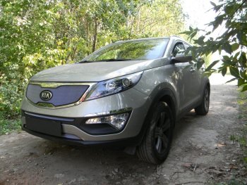 2 699 р. Защитная сетка в бампер (середина, ячейка 3х7 мм) Alfeco Стандарт  KIA Sportage  3 SL (2010-2016) дорестайлинг, рестайлинг (хром)  с доставкой в г. Воронеж. Увеличить фотографию 4