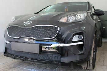 3 699 р. Защитная сетка в бампер (верх, ячейка 3х7 мм) Alfeco Стандарт  KIA Sportage  4 QL (2018-2022) рестайлинг (Чёрная)  с доставкой в г. Воронеж. Увеличить фотографию 5