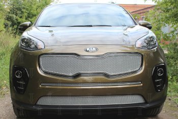 959 р. Защитная сетка в бампер (середина, ячейка 3х7 мм) Alfeco Стандарт  KIA Sportage  4 QL (2018-2022) рестайлинг (Чёрная)  с доставкой в г. Воронеж. Увеличить фотографию 7