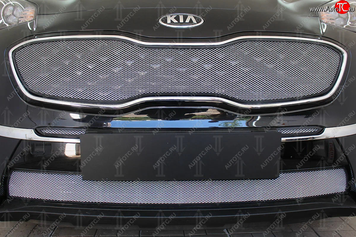 3 179 р. Защитная сетка в бампер (низ, ячейка 3х7 мм) Alfeco Стандарт  KIA Sportage  4 QL (2018-2022) рестайлинг (Хром)  с доставкой в г. Воронеж