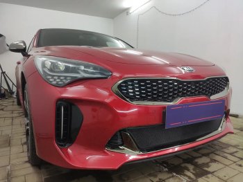 3 089 р. Защитная сетка в бампер (низ, ячейка 3х7 мм) Alfeco Стандарт KIA Stinger (2017-2025) (Чёрная)  с доставкой в г. Воронеж. Увеличить фотографию 2