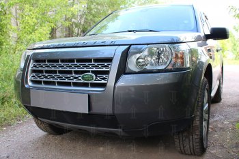 2 899 р. Защитная сетка в бампер (низ, ячейка 3х7 мм) Alfeco Стандарт Land Rover Freelander L359 дорестайлинг (2006-2010) (Чёрная)  с доставкой в г. Воронеж. Увеличить фотографию 3