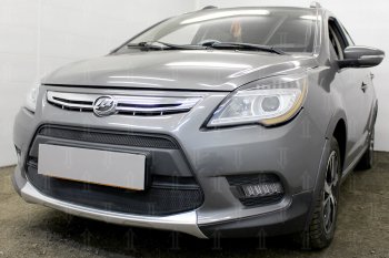 4 849 р. Защитная сетка в бампер (2 части, ячейка 3х7 мм) Alfeco Стандарт Lifan X50 (2015-2025) (Чёрная)  с доставкой в г. Воронеж. Увеличить фотографию 4