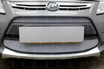 4 999 р. Защитная сетка в бампер (2 части, ячейка 3х7 мм) Alfeco Стандарт Lifan X50 (2015-2025) (Хром)  с доставкой в г. Воронеж. Увеличить фотографию 4