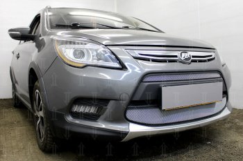 4 999 р. Защитная сетка в бампер (2 части, ячейка 3х7 мм) Alfeco Стандарт Lifan X50 (2015-2025) (Хром)  с доставкой в г. Воронеж. Увеличить фотографию 2