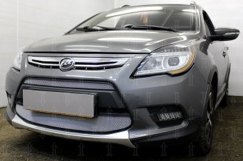 4 999 р. Защитная сетка в бампер (2 части, ячейка 3х7 мм) Alfeco Стандарт Lifan X50 (2015-2025) (Хром)  с доставкой в г. Воронеж. Увеличить фотографию 3