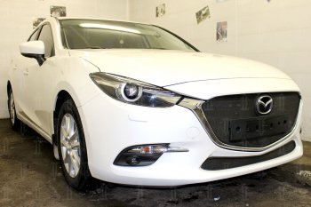 2 899 р. Защитная сетка в бампер (низ, ячейка 3х7 мм) Alfeco Стандарт Mazda 3/Axela BM рестайлинг седан (2016-2019) (Чёрная)  с доставкой в г. Воронеж. Увеличить фотографию 3