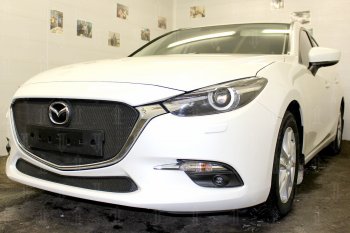 2 899 р. Защитная сетка в бампер (низ, ячейка 3х7 мм) Alfeco Стандарт Mazda 3/Axela BM рестайлинг седан (2016-2019) (Чёрная)  с доставкой в г. Воронеж. Увеличить фотографию 4